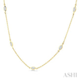 1 1/2 Ctw Marquise Cut Diamond Fashion Necklace in 14K Yellow Gold