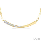 1/10 Ctw Smile Face Bar Round Cut Diamond Paperclip Necklace in 10K Yellow Gold