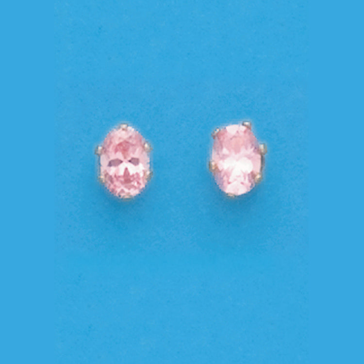 7X5 Oval Pink Cz Earrings