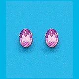 8X6 Oval Created Pink Sapphire Earrings