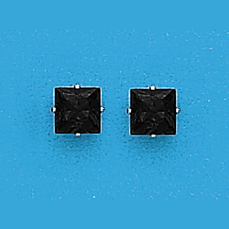 6Mm Square Black Cz Earrings