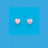 4Mm Heart Pink Cz Earrings