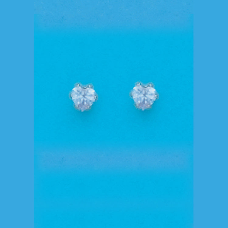 4Mm Heart Lavendar Cz Post Earrings
