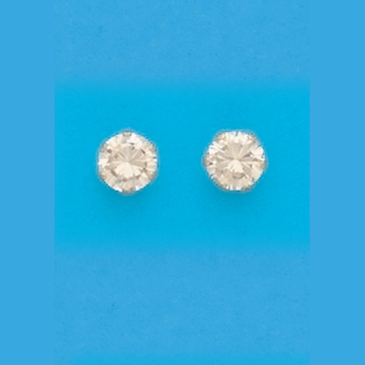 6Mm Round Champagne Cz Earrings