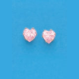 6Mm Heart Pink Cz Earrings