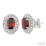 Oval Shape Gemstone & Diamond Earrings