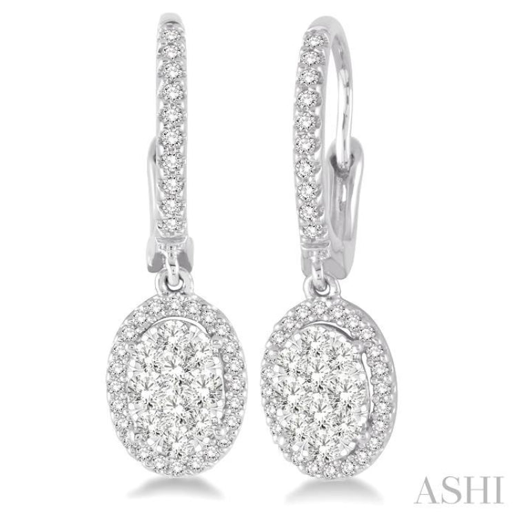 Oval Shape Lovebright Diamond Earrings