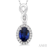 Oval Shape Gemstone & Diamond Pendant