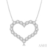 2 Ctw Round Cut Diamond Heart Necklace in 14K white Gold