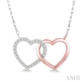 1/6 Ctw Diamond Double Heart Pendant in 10K White and Rose Gold with chain