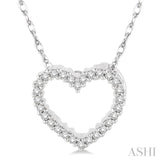 1/10 Ctw Round Cut Diamond Heart Pendant in 10K White Gold with Chain