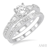 3/4 Ctw Diamond Bridal Set with 5/8 Ctw Round Cut Engagement Ring and 1/5 Ctw Wedding Band in 14K White Gold