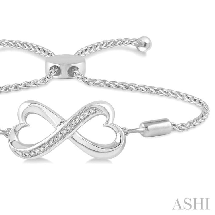 Silver Infinity Heart Shape Lariat Diamond Bracelet