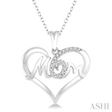 1/20 Ctw MOM Cutout Heart Round Cut Diamond Pendant With Link Chain in 10K White Gold