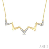 1/6 Ctw Connecting V-shape Round Cut Diamond Necklace in 10K Yellow Gold