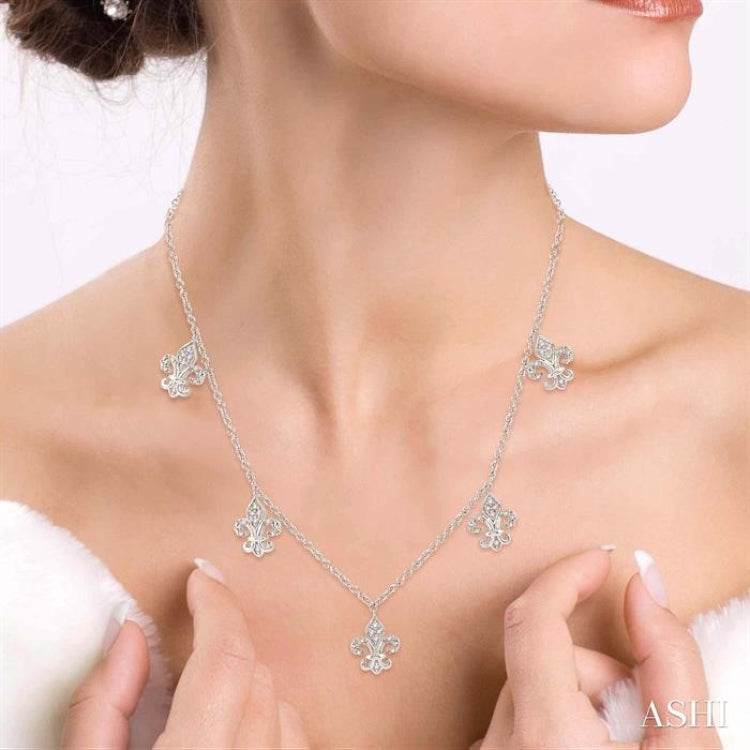 Diamond Fleur De Lis Station Necklace