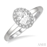 Oval Shape Light Weight Diamond Engagement Ring
