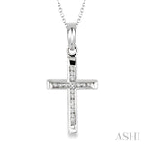 Silver Channel Set Cross Diamond Fashion Pendant