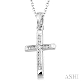Silver Channel Set Cross Diamond Fashion Pendant