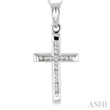 Silver Channel Set Cross Diamond Fashion Pendant