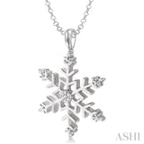 Silver Snow Flake Diamond Pendant