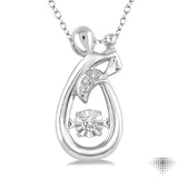 1/20 Ctw Round Cut Diamond Emotion Mom & Child Pendant in Sterling Silver with Chain