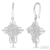 Silver Cross Diamond Earrings