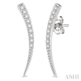 1/5 Ctw Pointed End Arc Climbers Round Cut Diamond Earrings in 14K White Gold