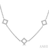 Square Shape Diamond Station Necklace