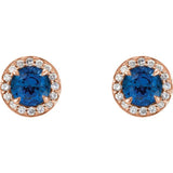 Round 4-Prong Halo-Style Earrings