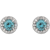 Round 4-Prong Halo-Style Earrings