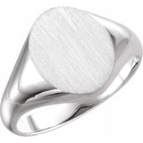 14K White 11x9.5 mm Oval Signet Ring