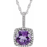 Sterling Silver Natural Amethyst & .015 CTW Natural Diamond 18