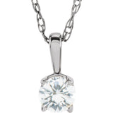 14K White 3 mm Natural White Sapphire Youth Solitaire 14