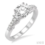 1 1/10 ctw Diamond Engagement Ring with 3/4 Ct Round Cut Center Stone in 14K White Gold