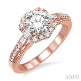 1 1/10 Ctw Diamond Engagement Ring with 3/4 Ct Round Cut Center Stone in 14K Rose Gold