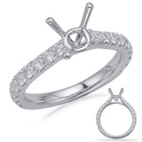14 Kt White Gold Side Stone - Prong Set Engagement Rings