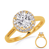 14 Kt Yellow Gold Halo Engagement Rings