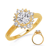 14 Kt Yellow Gold Halo Engagement Rings