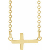 14K Yellow 12x5.9 mm Sideways Cross 16-18