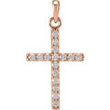 14K Rose 1/8 CTW Natural Diamond Cross Pendant