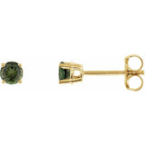 14K Yellow 3 mm Natural Green Tourmaline Stud Earrings