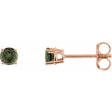 14K Rose 3 mm Natural Green Tourmaline Stud Earrings