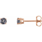 14K Rose 3 mm Natural Gray Spinel Stud Earrings