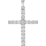 14K White 1/2 CTW Lab-Grown Diamond Cross Pendant