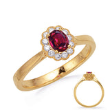 14 Kt Yellow Gold Ruby Color Rings - Precious